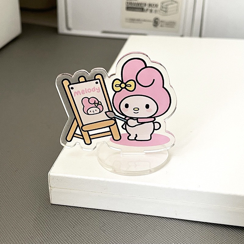 ( MUA TỪ 2 SP )Standee Mô hình mini để bàn bằng nhựa Acrylic hoạt hình Sanrio Kuromi Melody Cinnamoroll Pochacco Pompuri
