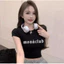 Áo croptop tay ngắn ôm body 29 cổ tròn in chữ Club cực chất A5387
