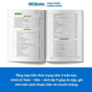 Sách - Sổ tay kiến thức Toán - Văn – Anh Lớp 9 Dành cho cả 3 (bộ sách: Kết nối, tri thức và cánh diều)