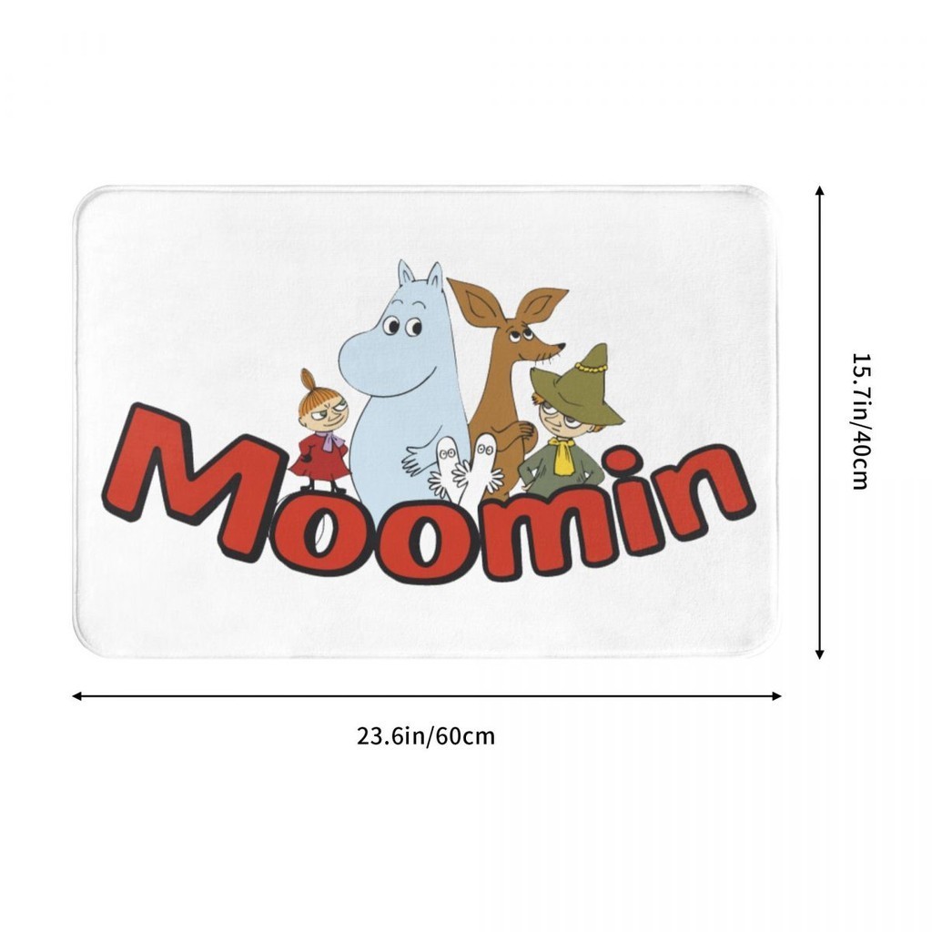 Logo Moomin Phòng tắm Thảm trải sàn chống trượt Nhà vệ sinh Thảm chân Nhà vệ sinh Cửa thấm nước khô nhanh Đi vào thảm cửa Thảm vệ sinh Flannel Thảm trải sàn chống trượt 16x24in Hàng có sẵn