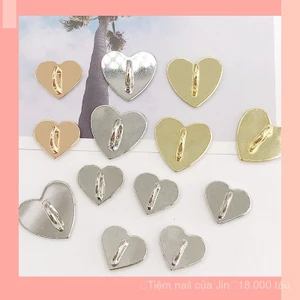 Khóa trái tim tình yêu bóng bằng kim loại phong cách mới, phụ kiện tự làm đi kèm với chất kết dính