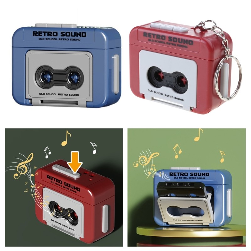 Treeling Vintage Look Mini Tape Recorders Âm Nhạc Móc Khóa Người Chơi Hoàn Hảo Cho Người Yêu Retro Giải Trí
