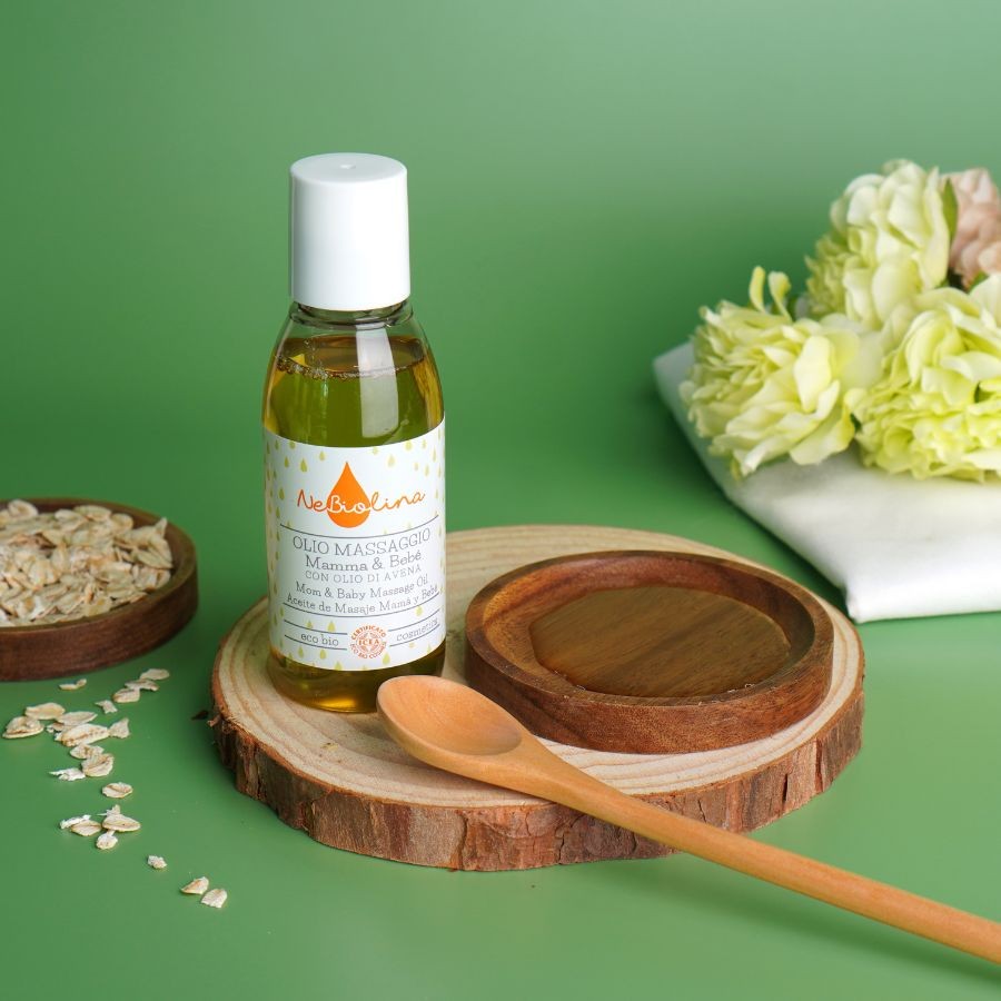 Dầu massage cho bé Yến Mạch Hữu Cơ Nebiolina cho mẹ bầu và em bé lọ 100ml