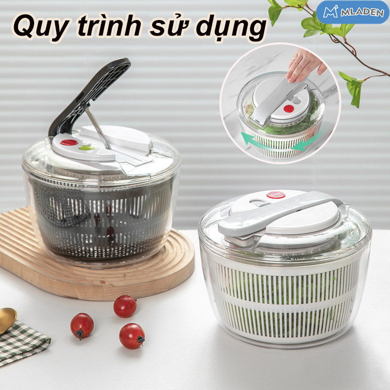 3L Rổ quay rau sống,Máy giặt rau gia dụng,Bộ rổ quay ráo nước rau củ ...