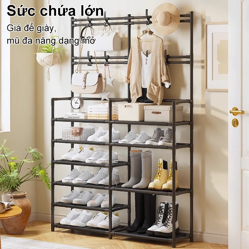 𝐎𝐥𝐢𝐟𝐞 Kệ Dép Thông Minh Kệ Giày Dép 4-5 Tầng Kệ Để Giày Có 4 Móc Tiện Ích