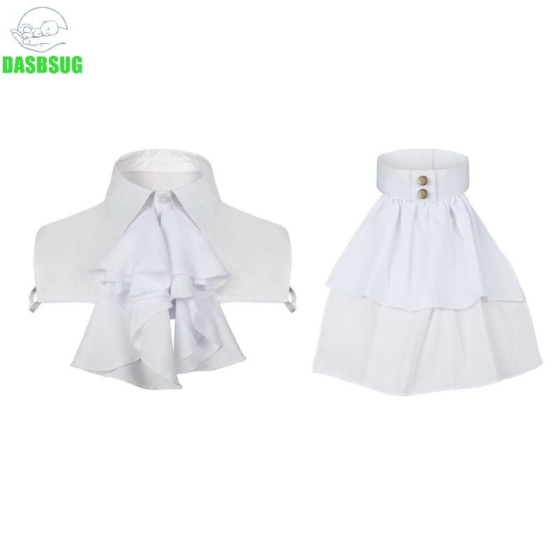 Dassbsug Nữ Có Thể Tháo Rời Xù Jabot Cổ Giả Gothic Tuyên Bố Thời Trang Victoria