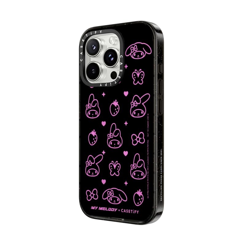 CASETiFY X My Melody Monogram Case Black Edge Peach Haze Cotton Candy Collection Color Clear Hard Case Impact Case cho Apple IPhone 12 13 14 15 16 Pro Max Plus có hộp