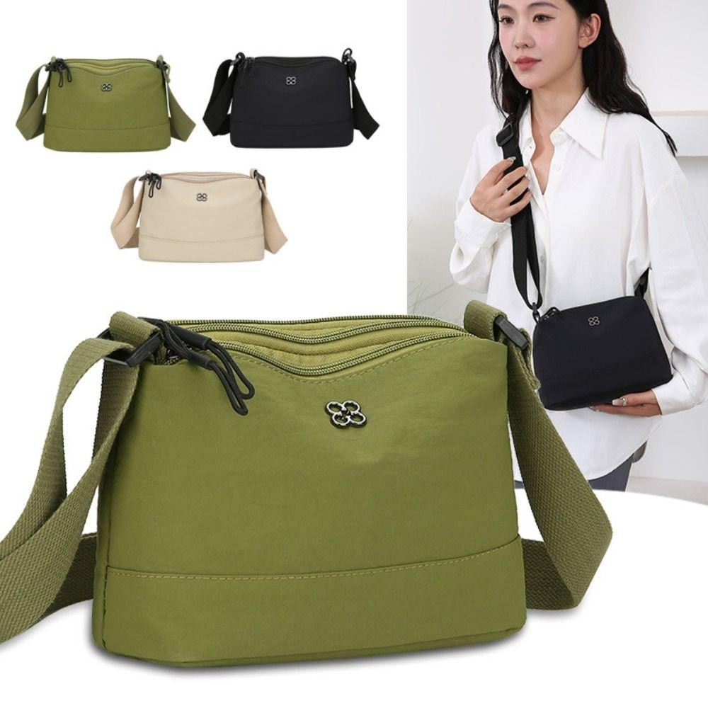 Túi đeo vai nữ YICA, Túi đeo chéo phong cách thông thường màu trơn, Vải Nylon mềm Túi Tote nhiều túi dành cho sinh viên