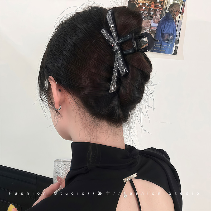 Kẹp tóc nơ lớn màu đen Phụ kiện thời trang