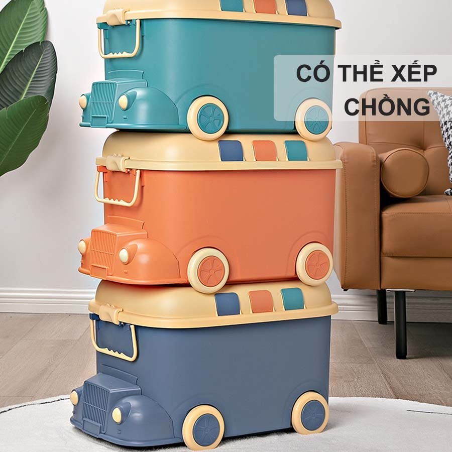 Thùng Đựng Đồ Chơi Cho Bé ENODA HOME Có Bánh Xe, Combo 2 Thùng Đựng Đồ Chơi Hình Ô Tô Có Thể Chơi L.eGo Q013