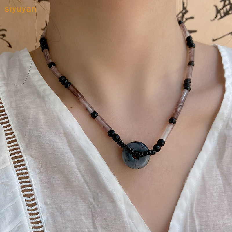 Siyuyan Mới Trung Quốc Phong Cách Cổ Đại Đá Ngọc Sen Mặt Dây Chuyền Vòng Cổ Hanfu Cổ Trang Phục Phụ Kiện Cho Bé Gái VN