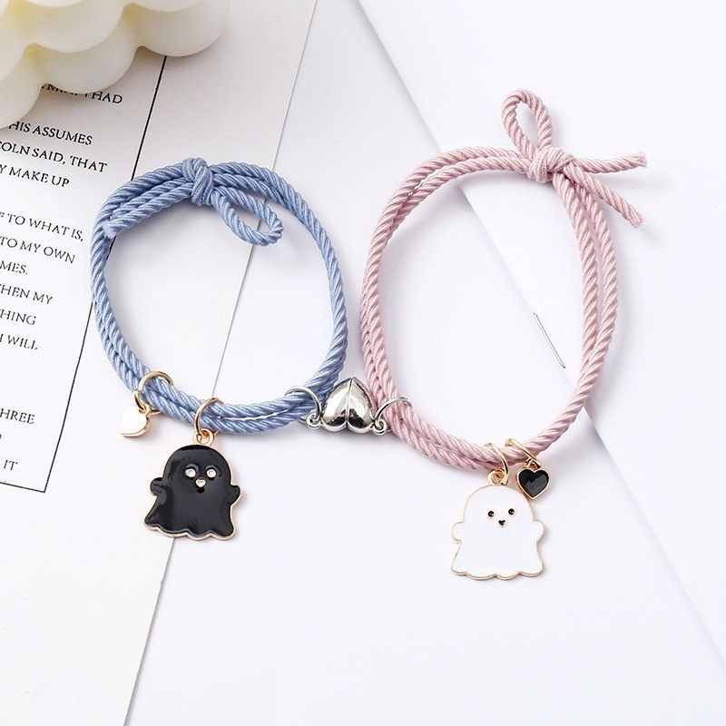 Cặp Đôi Đen Trắng Ma Vòng Tay Tình Yêu Nam Châm Thu Hút Vòng Tay Đầu Dây Chị Em Người Bạn Thân Nam Châm Vòng Tay Trang Sức Thời Trang Phụ Kiện