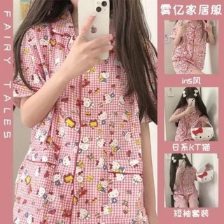 2024 phổ biến trên internet phong cách nổi tiếng đồ ngủ dành cho nữ mùa hè cotton nguyên chất ngắn tay mùa hè mỏng hoạt hình dễ thương quần áo tại nhà có thể mặc bên ngoài