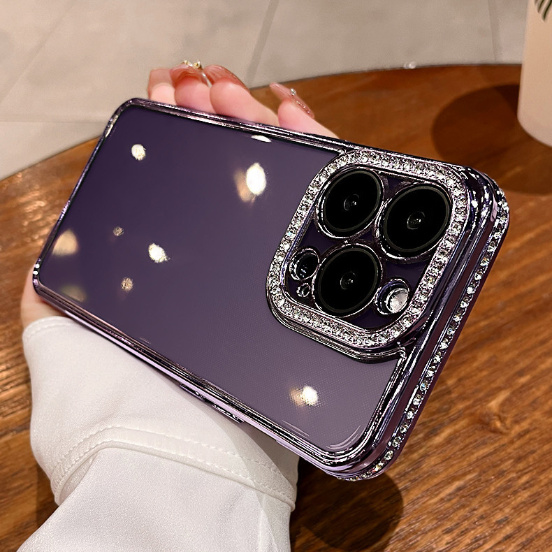 Ốp điện thoại trong suốt mạ kim cương iphone15 Pro Max 14 13 12 11 vỏ cho vỏ iPhone bảo hiểm toàn diện và vỏ mềm silicon TPU chống sốc