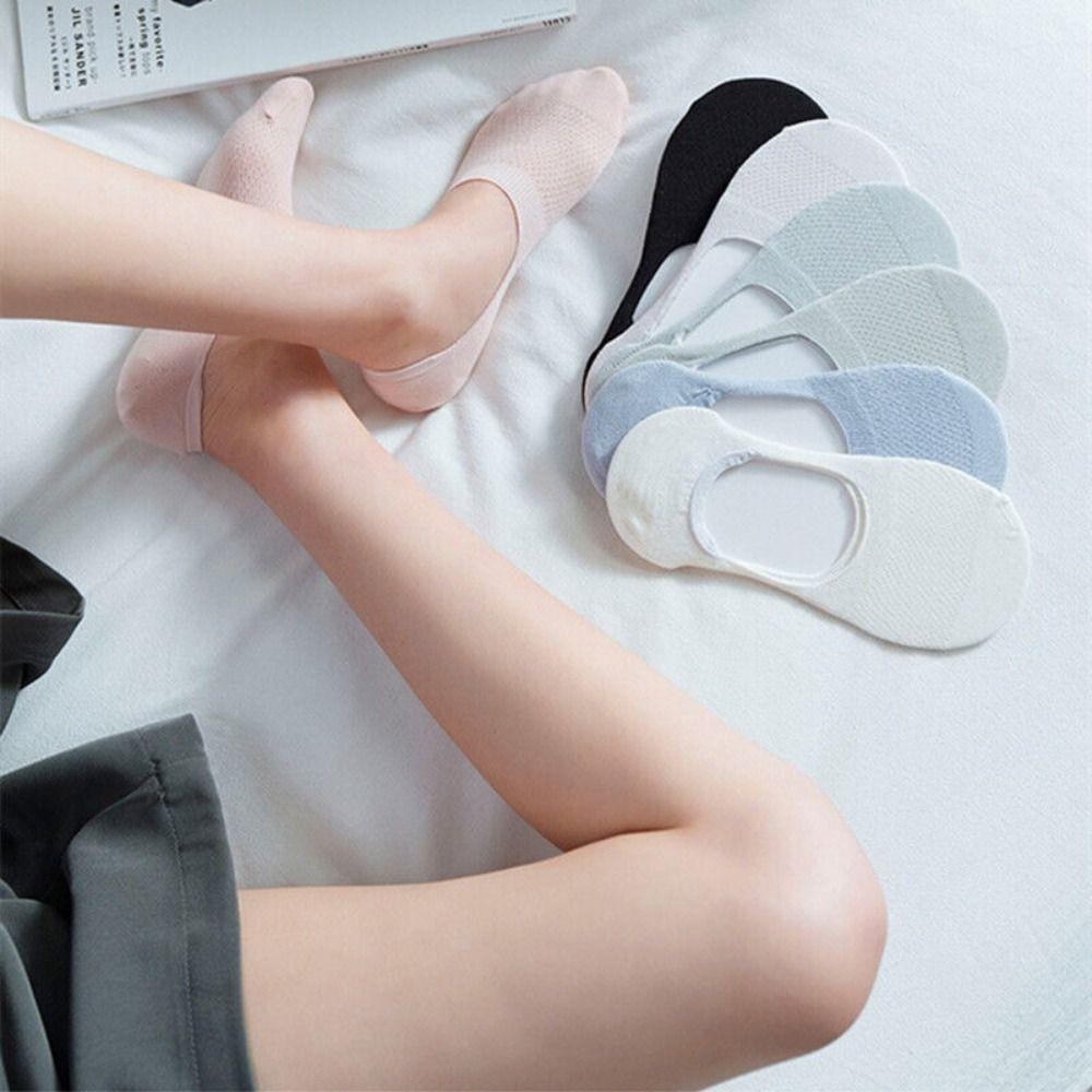 Tất vô hình HOBBYIN, Tất lưới Cotton chống trượt, Tất thuyền thoáng khí thấm mồ hôi thời trang