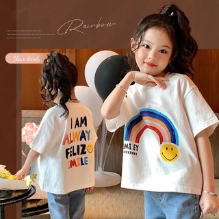 (8m-15Y) Áo thun bé trai Cotton nguyên chất cho trẻ em Áo thun ngắn tay cổ tròn thông thường cho trẻ em
