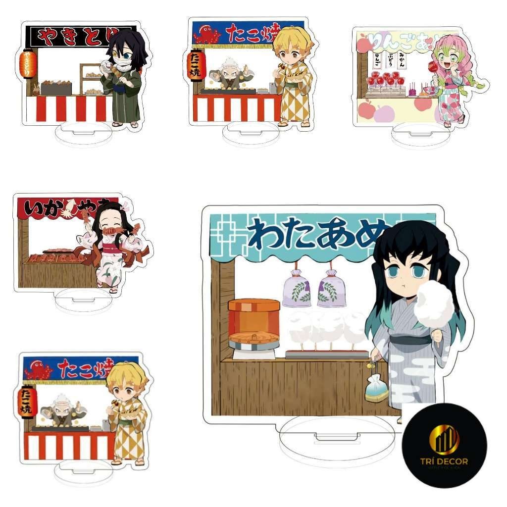 (mini 8cm) Mô hình KIMETSU NO YAIBA ver QUÁN ĂN standee in hình anime chibi tượng mica trang trí trưng bày
