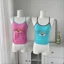 IAPPORTUNIA Phim Hoạt Hình Ngọt Ngào Áo, Áo Tank Y2k In Hình Châu Âu Và Châu Mỹ, Áo Đeo Vai Thời Trang Polyester Cổ Tròn Không Tay Nữ
