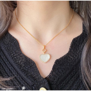 Phiên Bản Cao Trái Tim Mặt Vòng cổ Mẹ-of-Pearl Kim Cương Kẻ S925 Bạc Nhiều Màu Sắc Đá Quý Trái Tim Xương Đòn Vòng cổ