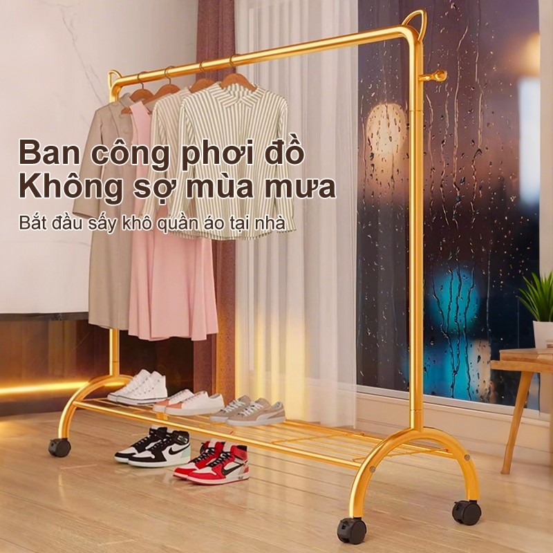 𝐎𝐥𝐢𝐟𝐞 Giá Treo Quần Áo Đa Năng Móc Treo Quần Áo Hình Tai Mèo Giá Phơi Thông Minh Giàn Phơi Đồ Có Bánh Xe Vàng.Đen.Trắng