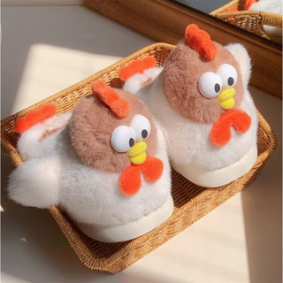XIXITIAO Phong Cách Mới Thu Đông Nhà Ấm Giày Cotton Nữ Hoạt Hình Vui Nhộn Gà Con Bông Dép