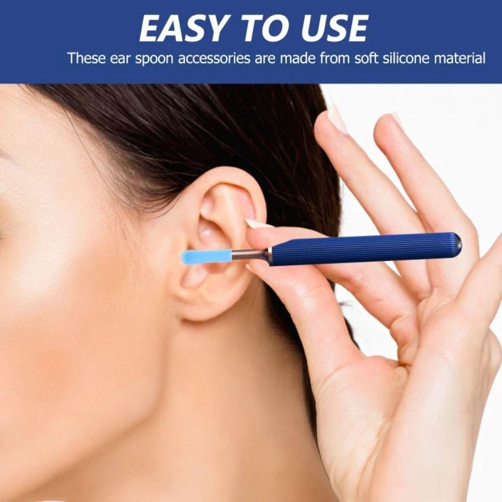 Tay áo silicon mềm màu xanh cho đầu ráy tai JIGK, chống trượt, đầu thay thế bền, dụng cụ làm sạch tai