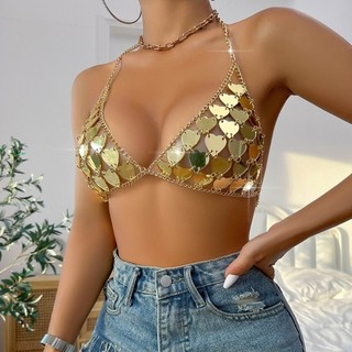 Hum Tua Rua Không Tay Lấp Lánh Kim Sa Lấp Lánh Cami Crop Tops Spaghetti Dây Đeo Đảng Áo