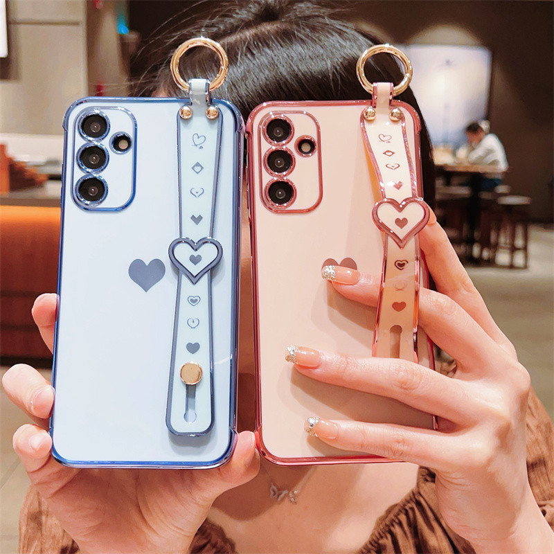 Ốp điện thoại silicon mạ cổ tay hình trái tim tình yêu cho Samsung Galaxy A15 A14 A13 5G A54 A53 A52 A34 A23 A52