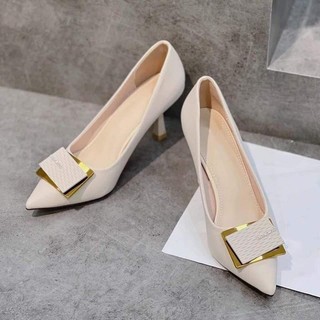 GIÀY CAO GÓT NỮ BÍT MŨI KHÓA VUÔNG CAO 5P VÀ 7P ĐÍNH ĐÁ XINH XẮN Shoes Đế Cao Shoes