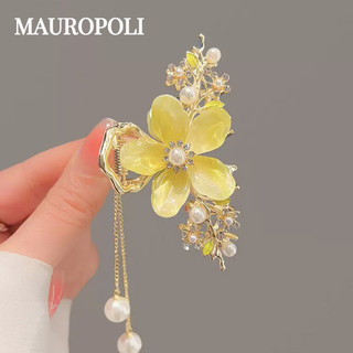 Mauropoli [Sẵn Sàng] Tính Khí Cổ Ngọc Trai Mộc Lan Hoa Tua Rua Kẹp Siêu Cổ Tích Đầu Sau Cá Mập Kẹp Tóc Tươi Phụ Kiện Tóc