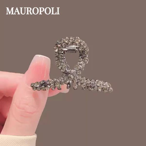 Mauropoli [Sẵn Sàng] Kẹp Kim Cương Giả Đen Nữ Cao Cấp Phù Hợp Với Kẹp Tóc Tinh Tế Khối Lượng Nhỏ Kẹp Tóc Kim Loại Mũ Đội Đầu
