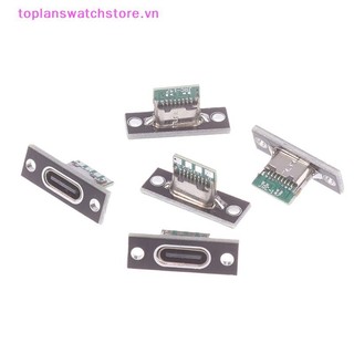Toplanswatchstore 5 Ổ cắm USB 3.1 Type C có tấm cố định vít Jack cắm USB Type-C 3.1 Type-C 2Pin 4Pin Cổng kết nối nữ Jack cắm cổng sạc VN