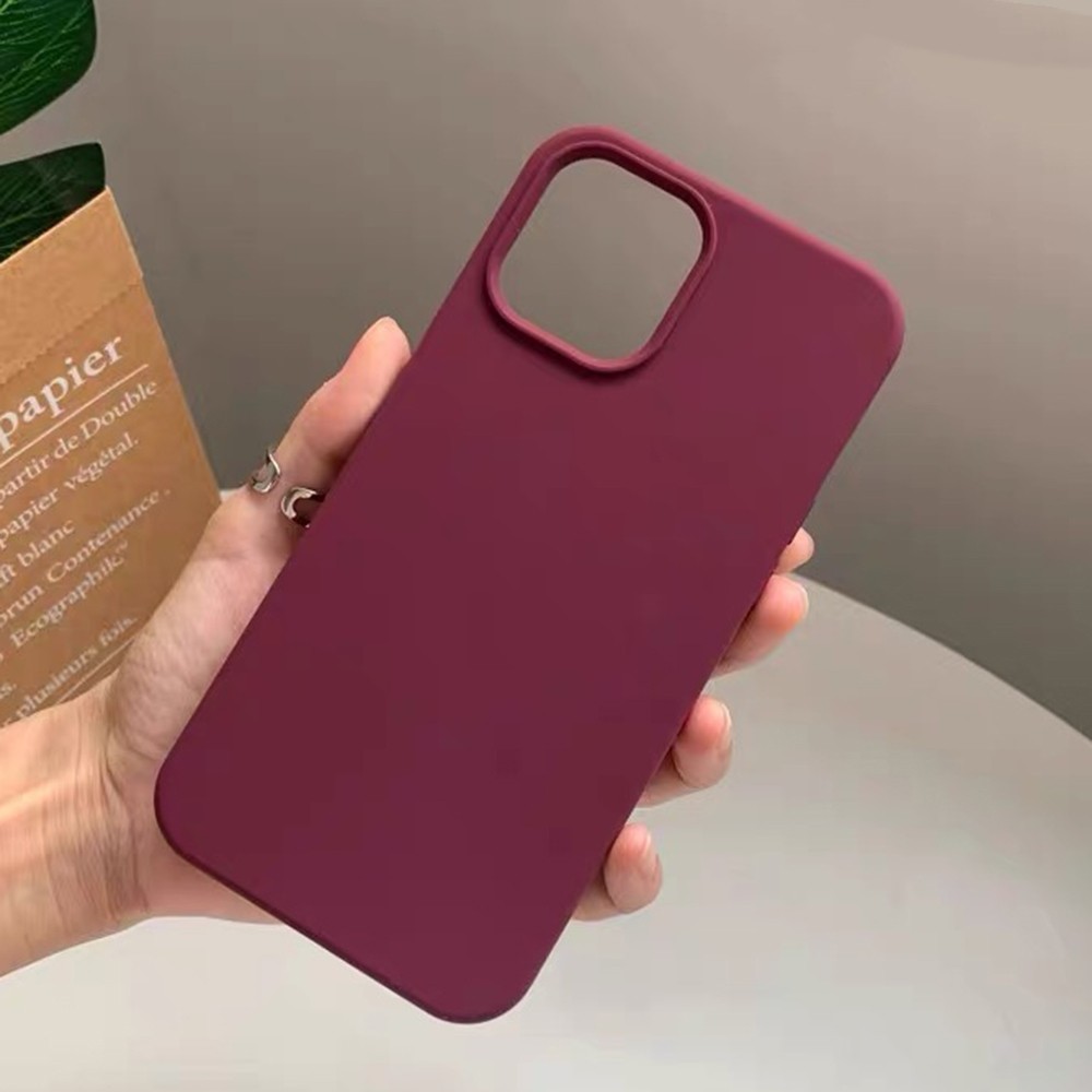 Ốp điện thoại silicon lỏng màu mận có logo bảo vệ cho iPhone 16 Pro Max 16 Plus 15 Pro Max 14 13 12 11 Pro Max Vỏ chống sốc