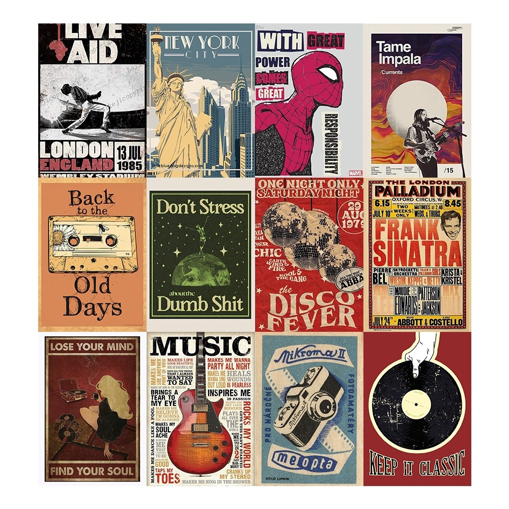 [Giấy] A4 In Màu - Set 50 Tờ Poster Giấy Dán Tường - HÌNH POSTER RETRO VINTAGE - Decor Trang Trí Nhà - GÌ CŨNG IN