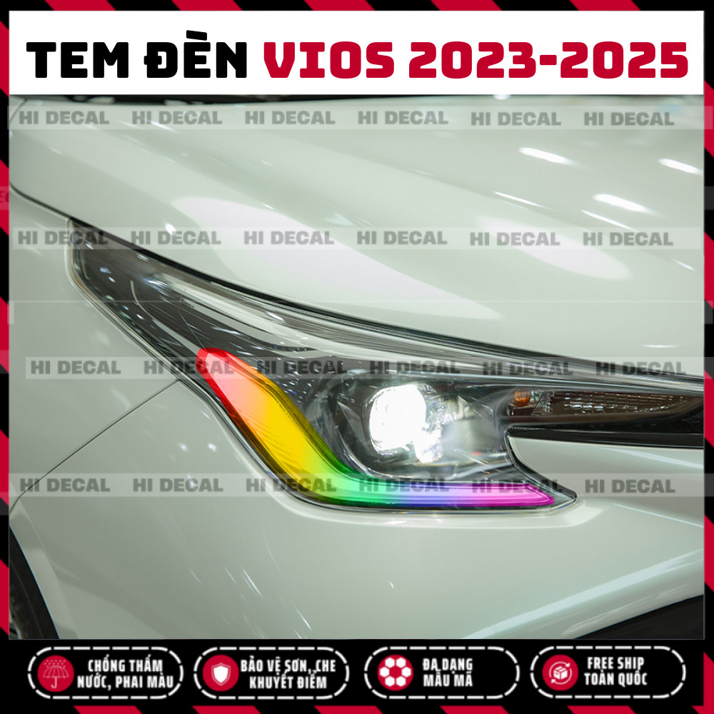 Tem dán đèn Vios 2023 2024 2025, decal đổi màu đèn Toyota Vios trang trí bảo vệ đèn bền màu, chống xước chống nước