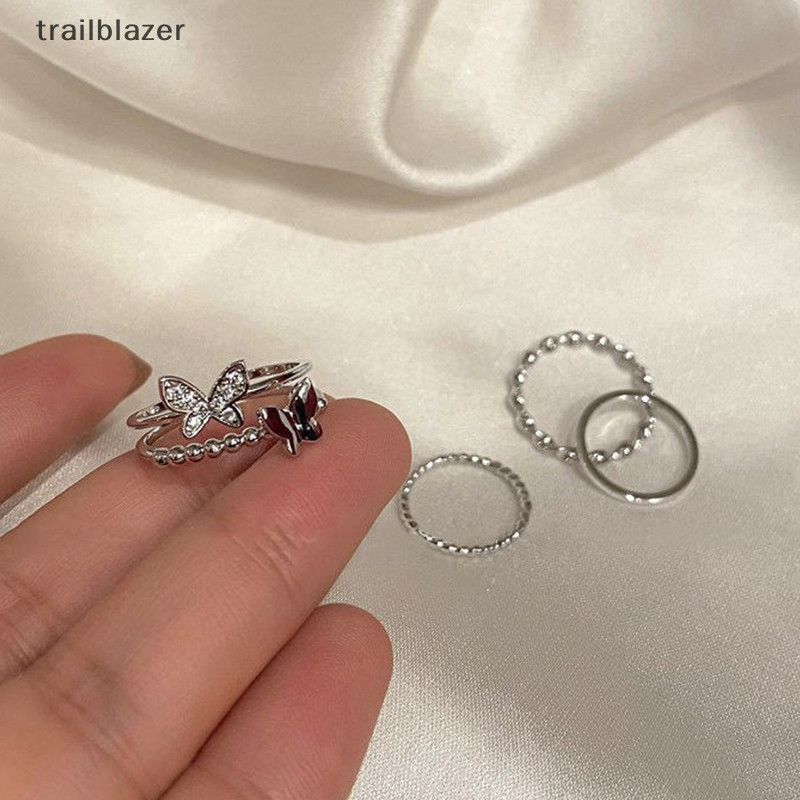 Trailblazer 4 Vòng Xoắn Bộ Dành Cho Nữ Bé Gái Có Thể Điều Chỉnh Tối Giản Thanh Lịch Bộ Nhẫn Thời Trang Hợp Thời Trang Trang Trang Sức Quà Tặng Mới