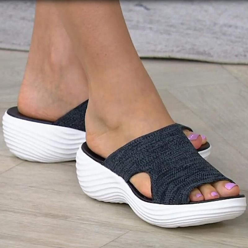 Dép Đi Biển Nữ Chỉnh Hình Co Giãn Chỉnh Hình Sandal Nữ Mũi Mở Thoáng Khí Trượt Co Giãn Giày Đeo Chéo Ngoài Trời