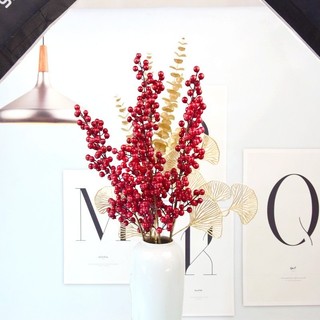 Cành đông tai chuột rẽ quạt nhũ vàng Bunnies hoa giả cắm trang trí Tết tài Lộc may mắn phối bình hoa lồng đèn