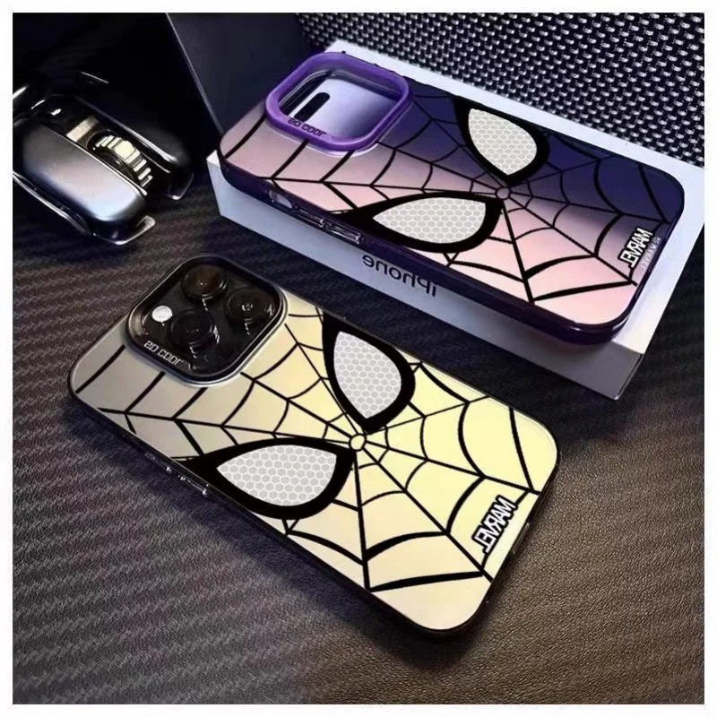 Vỏ Tương Thích Cho IPhone 15 14 13 12 11 Pro Max XS X XR 8 7 Plus Sang Trọng Người Nhện Mờ Mặt Sau Cứng Chống Sốc