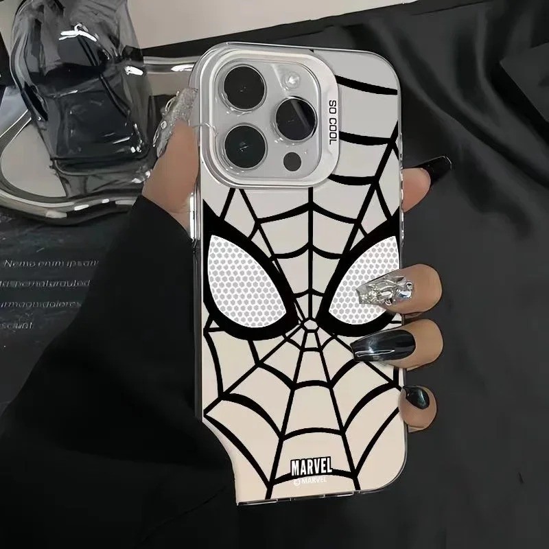Vỏ Tương Thích Cho IPhone 15 14 13 12 11 Pro Max XS X XR 8 7 Plus Sang Trọng Người Nhện Mờ Mặt Sau Cứng Chống Sốc