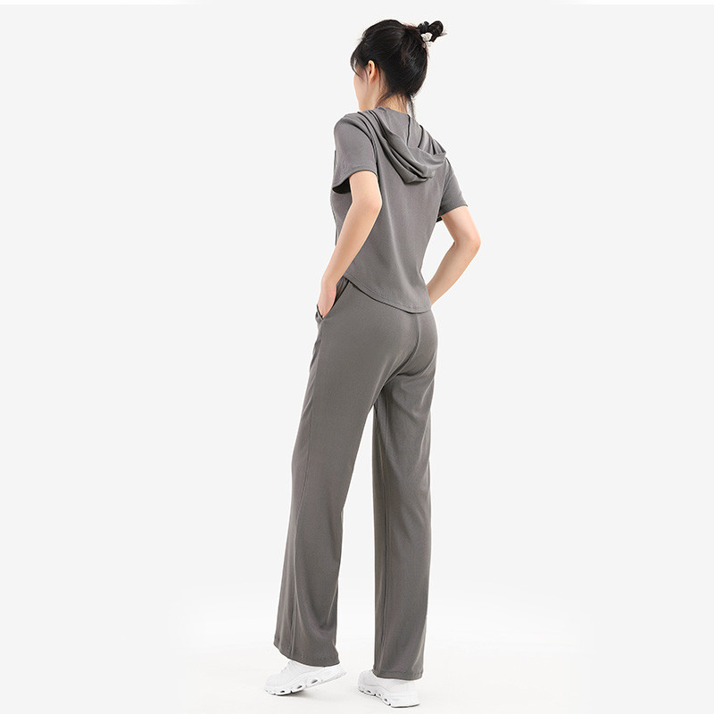 Ảnh Bộ đồ thể thao thông thường CAMEL CROWN dành cho nữ Quần ống rộng tay ngắn dài cao Bộ hai mảnh 1