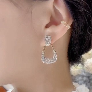 S925 Bạc Kim Full Kim Cương Hình Học Bông Tai Niche Cao Cấp 2024 Thời Trang Mới Nữ Nhẹ Bông Tai Sang Trọng