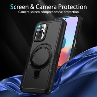 Dành cho Redmi Note 10 Pro / 10s 4G / Note 9s 9 Pro Max 9A 9C 10A Ốp điện thoại có giá đỡ vòng PC cứng Mặt sau TPU mềm Edge Bảo vệ chống rơi cấp quân sự Vỏ mỏng chống sốc