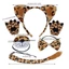 Flgo LeopardCustume Phụ Kiện Tai Băng Đô Nơ Mũi Đuôi Halloween Cosplay Đạo Cụ