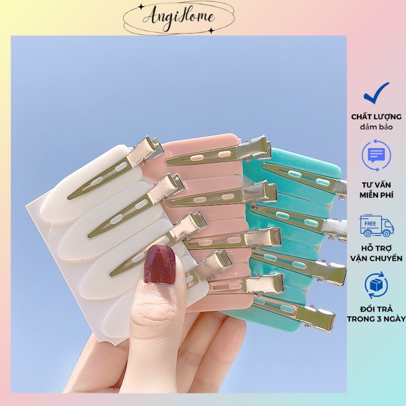 Kẹp tóc mái mỏ vịt cặp bấm mái nữ đẹp vintage Hàn Quốc dễ thương màu trơn hottrend 2024 ANGIHOME