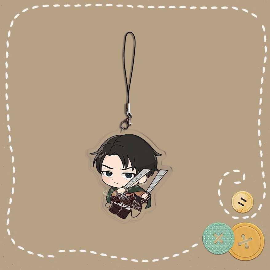 Móc dây treo điện thoại ATTACK ON TITAN ver MÁ HỒNG in hình Đại chiến Titan anime mica acrylic móc khóa dễ thương