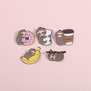 "Thú vị Sloth Series" Men Trâm Thời Trang Quần Áo Phụ Kiện Học Tập Huy Hiệu Quà Tặng Cho Bạn Bè