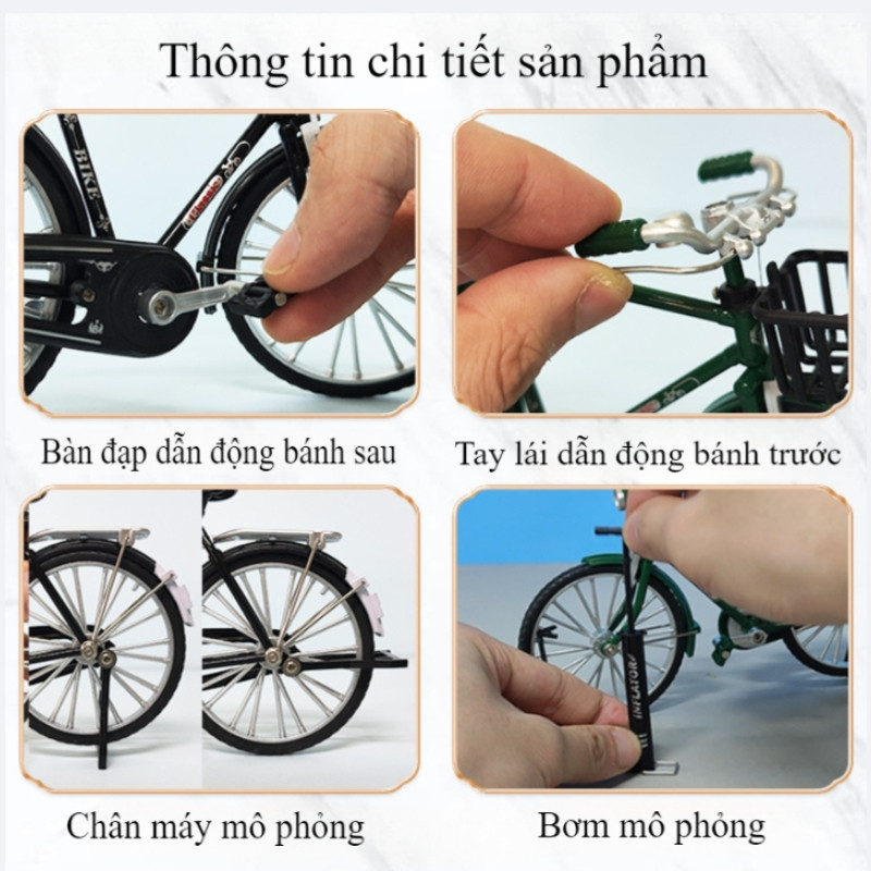 Xe Đạp Lắp Ráp DIY - Xe Đạp Mô Hình Retro Kim Loại Cao Cấp, Thiết Kế Cổ Điển, Dễ Lắp Ráp