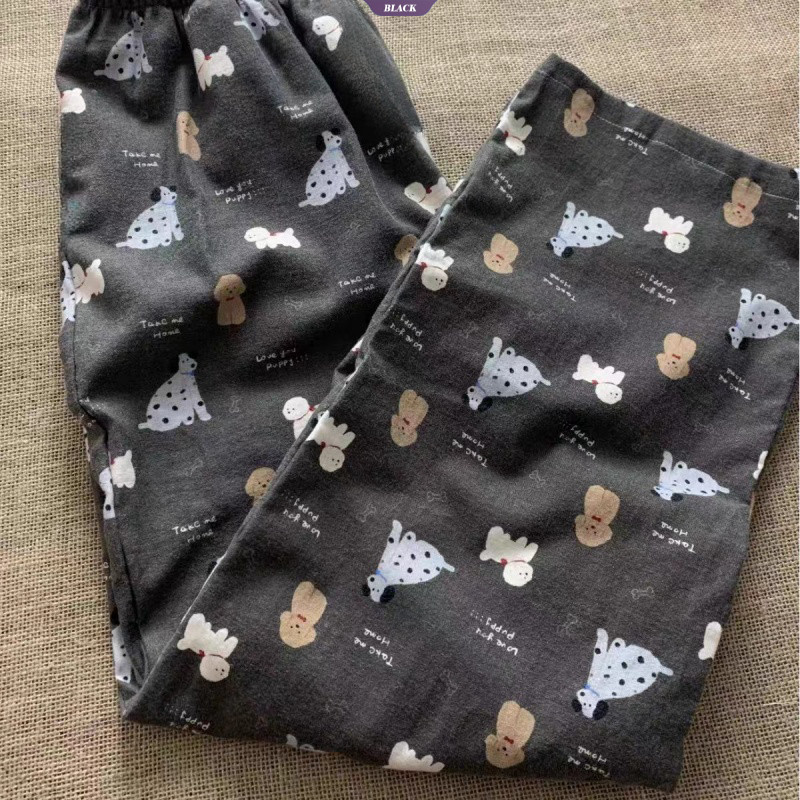 Mùa Thu Đông Ngọt Ngào Và Dễ Thương Hoạt Hình Puppy In Pyjama Quần Giải Trí Mới Đơn Giản Rời Nhà Quần [BL]