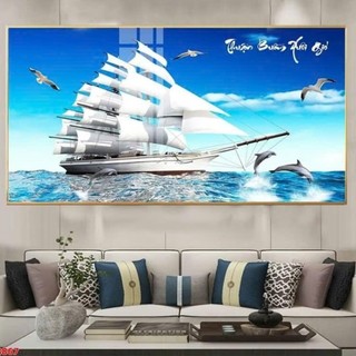 Tranh Tráng Gương Laminate 60x120cm Treo Tường Phong Thuỷ Trang Trí Phòng Khách Thuận Buồm Xuôi Gió